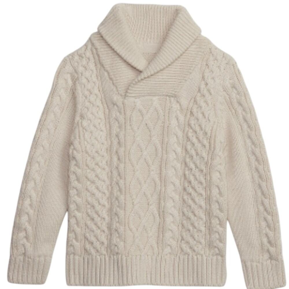 babyGap 3 Years NEW Cable Knit Collared Sweater Cream Tan Shawl Grandpa